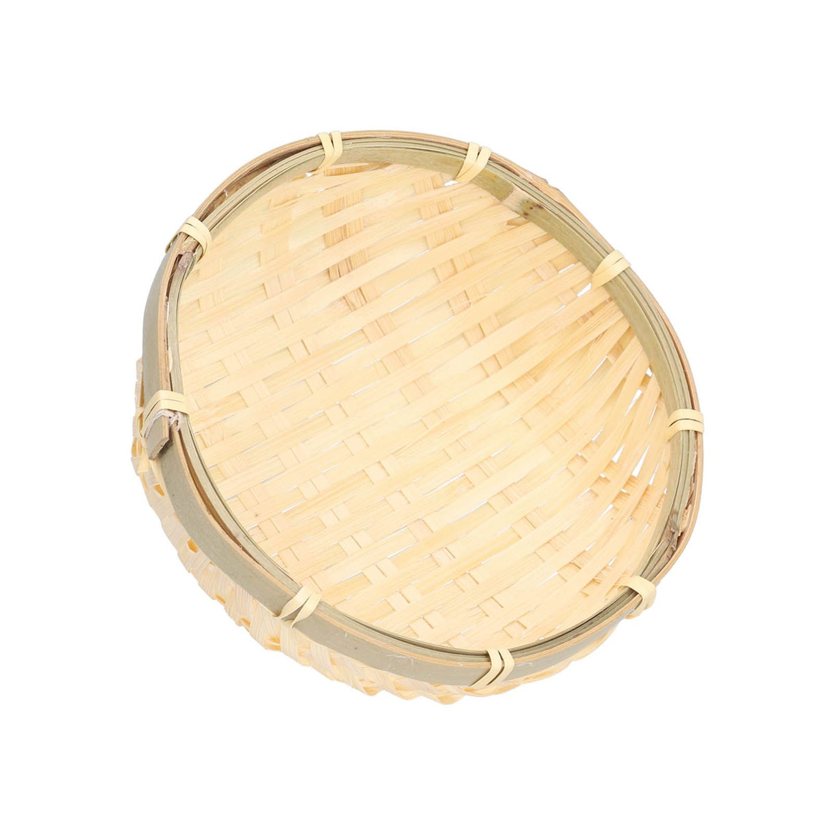 Fruit Basket Hand Woven Bamboo Mini Multifunctional Sturdy Serving Basket Tray for Living Room Kitchen 15x5cm