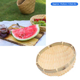 Fruit Basket Hand Woven Bamboo Mini Multifunctional Sturdy Serving Basket Tray for Living Room Kitchen 15x5cm