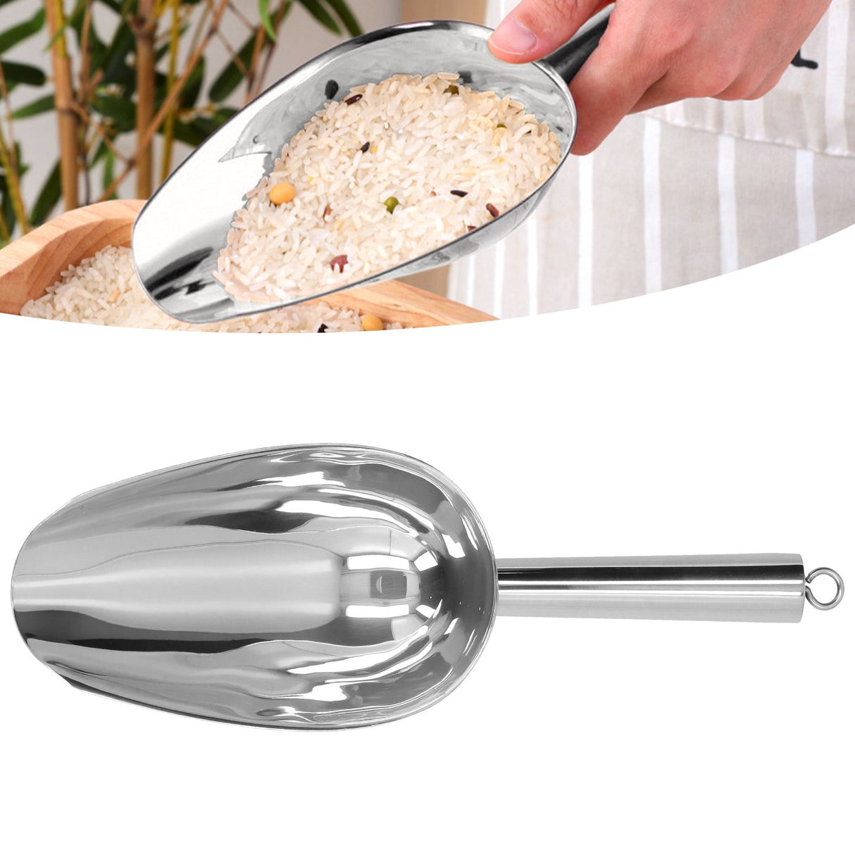 Ice Scooper Stainless Steel U Shaped Sturdy Food Grade Ice Bucket Scoop for Home Hotel Restaurant Stainless Steel Color