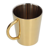 300ml Water Cup with Handle 304 Stainless Steel Heat Insulation Coffee Mug for Office HomeGold - Side View