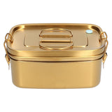 1.5L 2 Layer Lunch Box Portable Leakproof 304 Stainless Steel Bento Food Container Dinnerware for Home OfficeGold