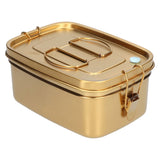1.5L 2 Layer Lunch Box Portable Leakproof 304 Stainless Steel Bento Food Container Dinnerware for Home OfficeGold - Front View