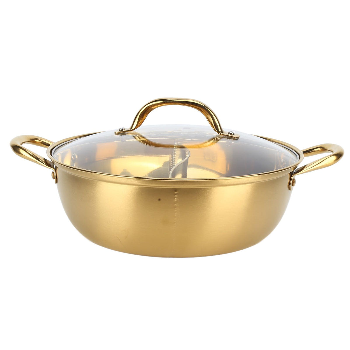 Hot Pot 30.3cm Diameter 304 Stainless Steel Rust Proof Separate Design Mandarin Duck PotGold
