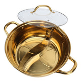 Hot Pot 30.3cm Diameter 304 Stainless Steel Rust Proof Separate Design Mandarin Duck PotGold