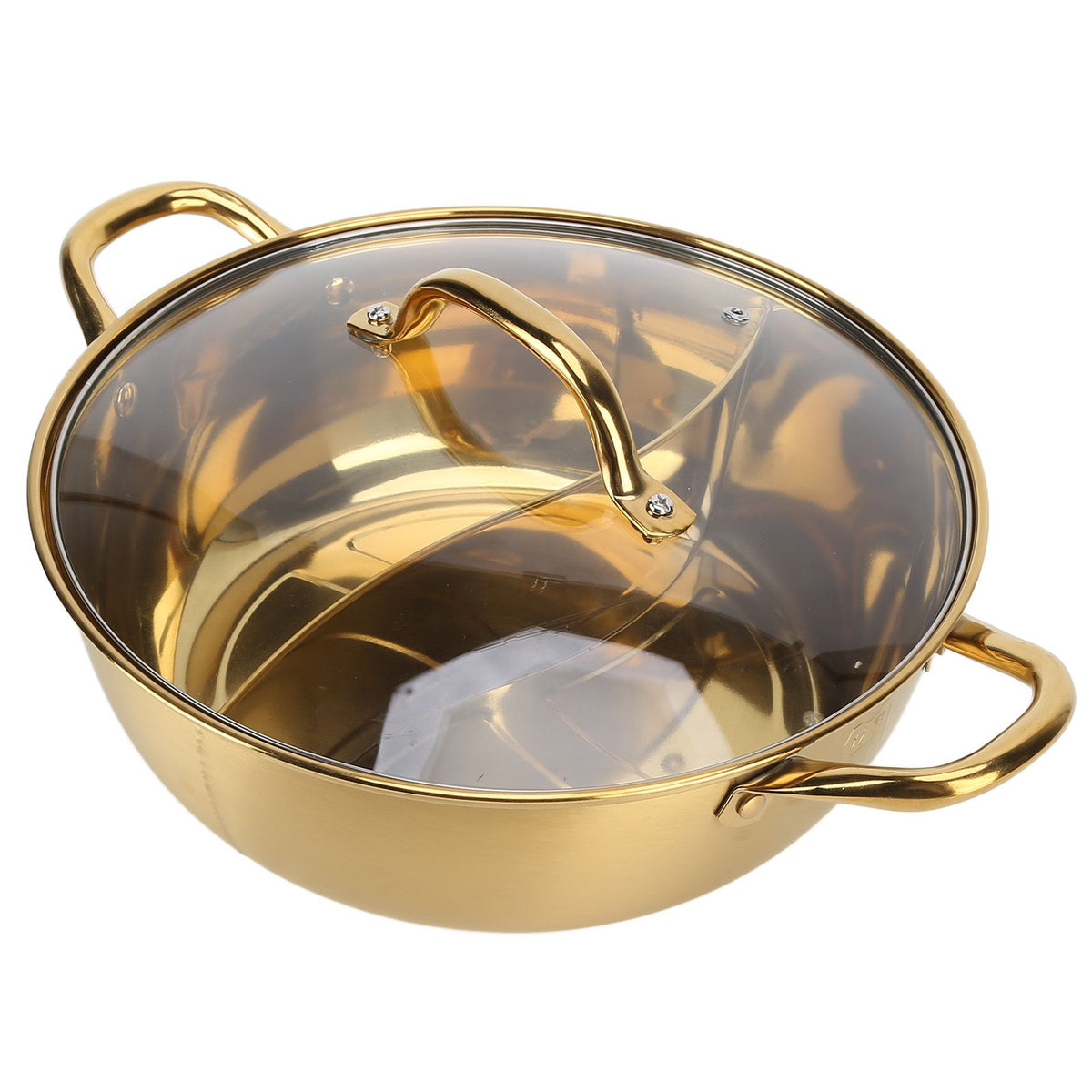Hot Pot 30.3cm Diameter 304 Stainless Steel Rust Proof Separate Design Mandarin Duck PotGold