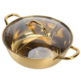 Hot Pot 30.3cm Diameter 304 Stainless Steel Rust Proof Separate Design Mandarin Duck PotGold - 45-Degree Angle