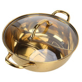 Hot Pot 30.3cm Diameter 304 Stainless Steel Rust Proof Separate Design Mandarin Duck PotGold
