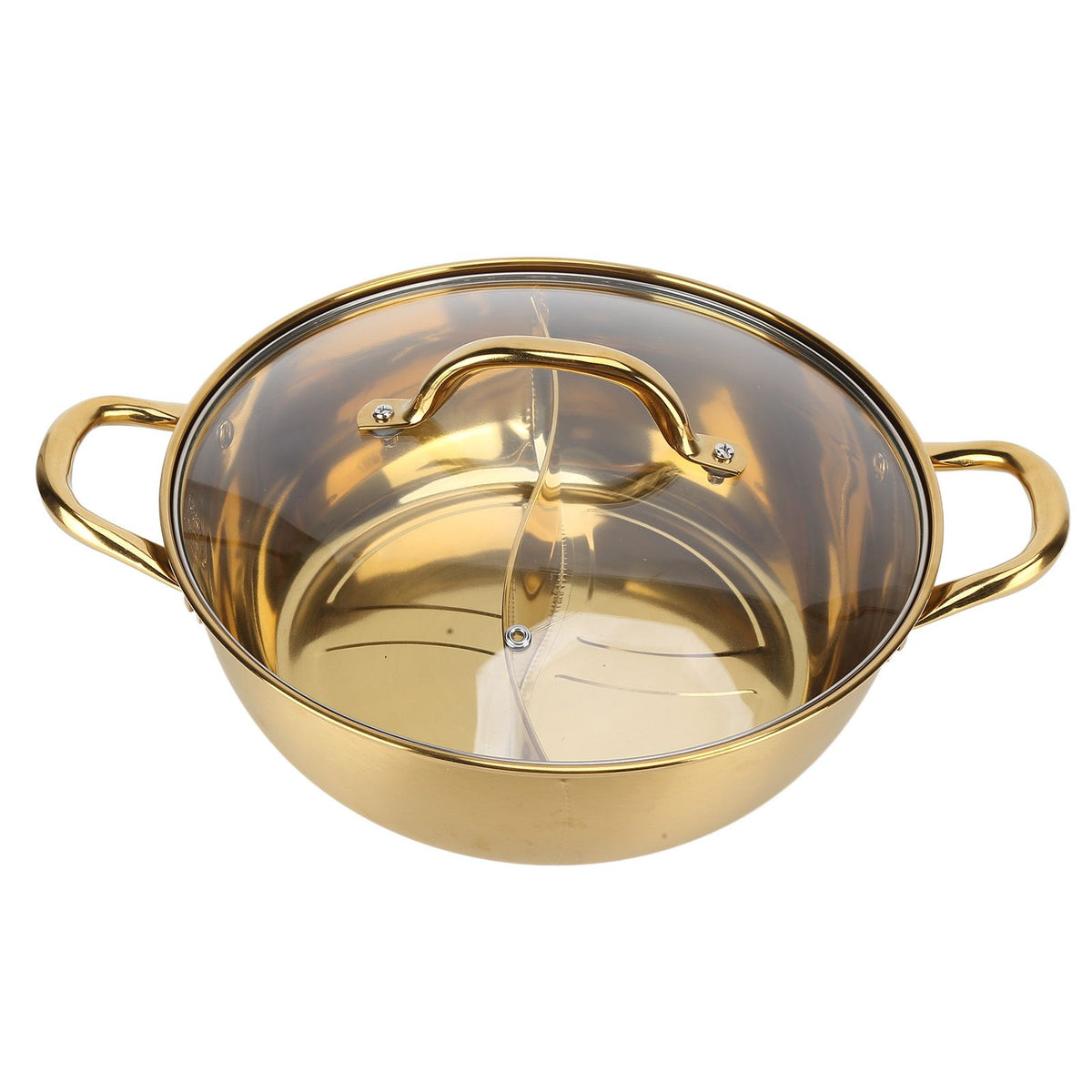 Hot Pot 30.3cm Diameter 304 Stainless Steel Rust Proof Separate Design Mandarin Duck PotGold