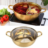 Hot Pot 30.3cm Diameter 304 Stainless Steel Rust Proof Separate Design Mandarin Duck PotGold