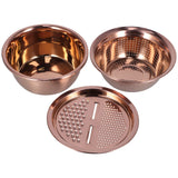 Multipurpose Water Basin Drain Basket with Vegetable Cutter Grater Stainless Steel for Home KitchenRose Gold
