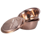 Multipurpose Water Basin Drain Basket with Vegetable Cutter Grater Stainless Steel for Home KitchenRose Gold - Close-Up Angle