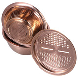 Multipurpose Water Basin Drain Basket with Vegetable Cutter Grater Stainless Steel for Home KitchenRose Gold