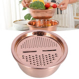 Multipurpose Water Basin Drain Basket with Vegetable Cutter Grater Stainless Steel for Home KitchenRose Gold