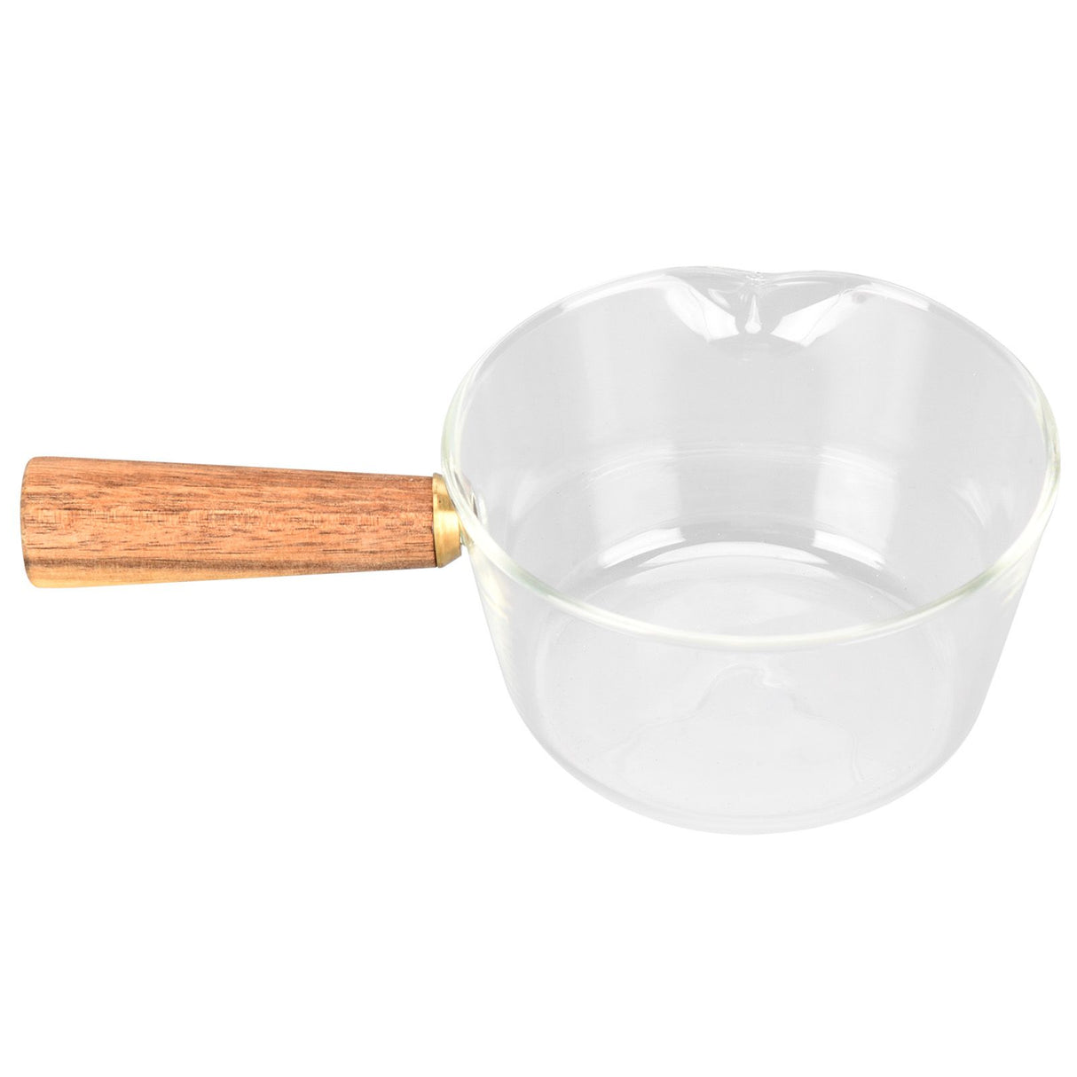 Glass Milk Pot with Wooden Handle V Shaped Spout Noodles Saucepan Home Kitchen Cookware Accessory400ml