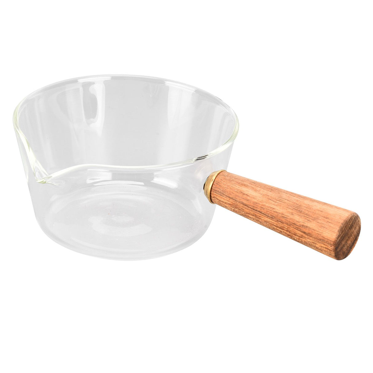 Glass Milk Pot with Wooden Handle V Shaped Spout Noodles Saucepan Home Kitchen Cookware Accessory400ml