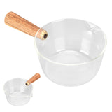 Glass Milk Pot with Wooden Handle V Shaped Spout Noodles Saucepan Home Kitchen Cookware Accessory400ml - Extra Image