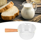 Glass Milk Pot with Wooden Handle V Shaped Spout Noodles Saucepan Home Kitchen Cookware Accessory400ml