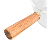 Glass Milk Pot with Wooden Handle V Shaped Spout Noodles Saucepan Home Kitchen Cookware Accessory400ml - Extra Image