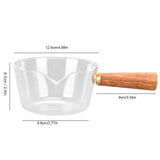 Glass Milk Pot with Wooden Handle V Shaped Spout Noodles Saucepan Home Kitchen Cookware Accessory400ml - Extra Image