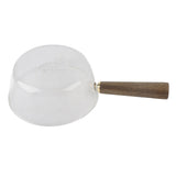 Glass Milk Pot with Wooden Handle V Shaped Spout Noodles Saucepan Home Kitchen Cookware Accessory600ml - Top-Down View