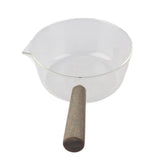 Glass Milk Pot with Wooden Handle V Shaped Spout Noodles Saucepan Home Kitchen Cookware Accessory600ml