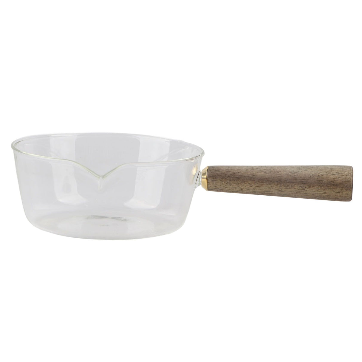 Glass Milk Pot with Wooden Handle V Shaped Spout Noodles Saucepan Home Kitchen Cookware Accessory600ml