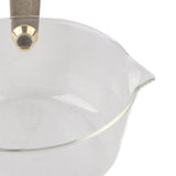 Glass Milk Pot with Wooden Handle V Shaped Spout Noodles Saucepan Home Kitchen Cookware Accessory600ml - Extra Image
