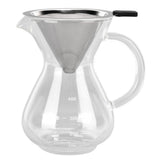 400ml Glass Coffee Pot Kettle Heat Resistant Pour Over Coffee Maker with Stainless Steel Filter for Home KitchenRound Base