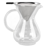 400ml Glass Coffee Pot Kettle Heat Resistant Pour Over Coffee Maker with Stainless Steel Filter for Home KitchenRound Base