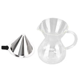 400ml Glass Coffee Pot Kettle Heat Resistant Pour Over Coffee Maker with Stainless Steel Filter for Home KitchenRound Base