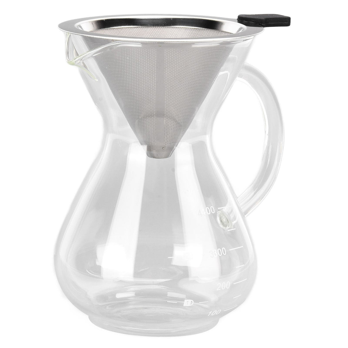 400ml Glass Coffee Pot Kettle Heat Resistant Pour Over Coffee Maker with Stainless Steel Filter for Home KitchenRound Base