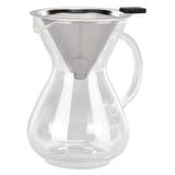 400ml Glass Coffee Pot Kettle Heat Resistant Pour Over Coffee Maker with Stainless Steel Filter for Home KitchenRound Base
