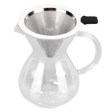 400ml Glass Coffee Pot Kettle Heat Resistant Pour Over Coffee Maker with Stainless Steel Filter for Home KitchenRound Base
