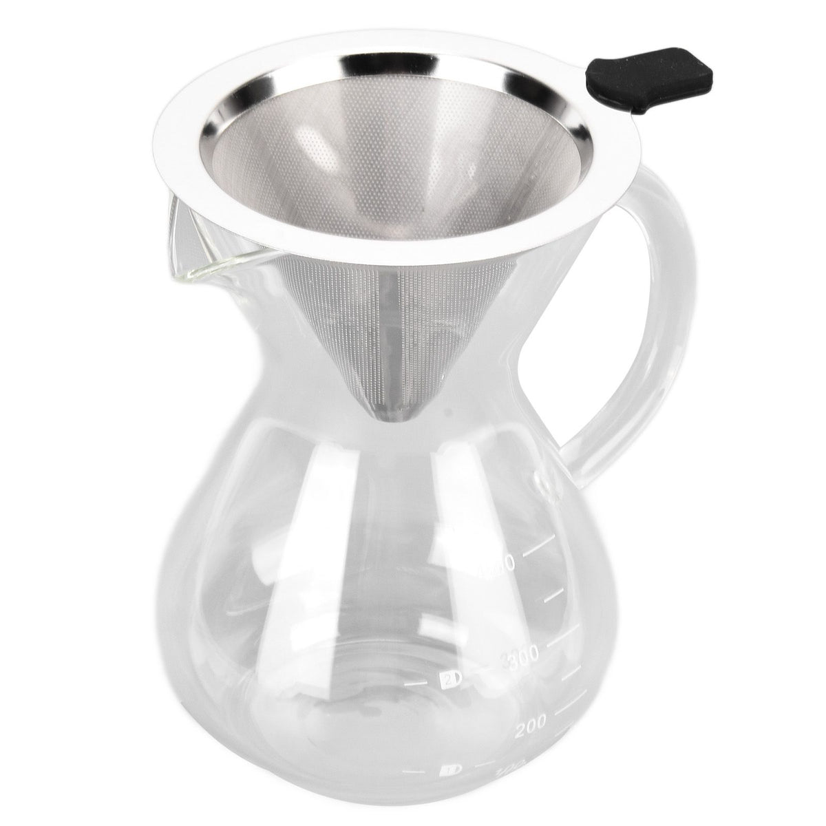 400ml Glass Coffee Pot Kettle Heat Resistant Pour Over Coffee Maker with Stainless Steel Filter for Home KitchenRound Base