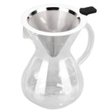 400ml Glass Coffee Pot Kettle Heat Resistant Pour Over Coffee Maker with Stainless Steel Filter for Home KitchenRound Base - Rear View