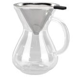 400ml Glass Coffee Pot Kettle Heat Resistant Pour Over Coffee Maker with Stainless Steel Filter for Home KitchenRound Base