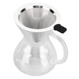 400ml Glass Coffee Pot Kettle Heat Resistant Pour Over Coffee Maker with Stainless Steel Filter for Home KitchenRound Base