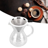 400ml Glass Coffee Pot Kettle Heat Resistant Pour Over Coffee Maker with Stainless Steel Filter for Home KitchenRound Base - Extra Image
