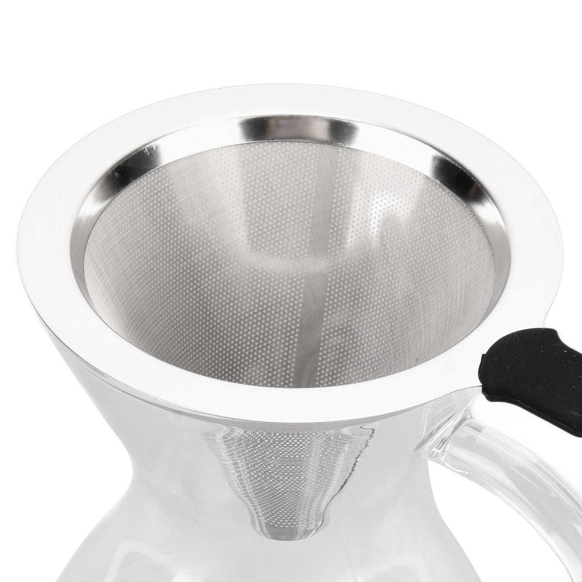 400ml Glass Coffee Pot Kettle Heat Resistant Pour Over Coffee Maker with Stainless Steel Filter for Home KitchenRound Base