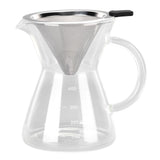 400ml Glass Coffee Pot Kettle Heat Resistant Pour Over Coffee Maker with Stainless Steel Filter for Home KitchenFlat Base