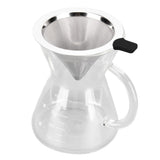 400ml Glass Coffee Pot Kettle Heat Resistant Pour Over Coffee Maker with Stainless Steel Filter for Home KitchenFlat Base