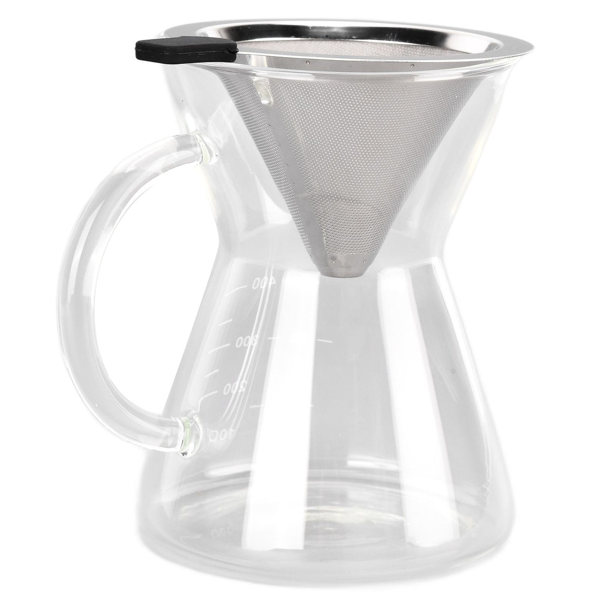 400ml Glass Coffee Pot Kettle Heat Resistant Pour Over Coffee Maker with Stainless Steel Filter for Home KitchenFlat Base