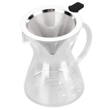 400ml Glass Coffee Pot Kettle Heat Resistant Pour Over Coffee Maker with Stainless Steel Filter for Home KitchenFlat Base - Rear View