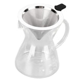 400ml Glass Coffee Pot Kettle Heat Resistant Pour Over Coffee Maker with Stainless Steel Filter for Home KitchenFlat Base