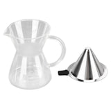 400ml Glass Coffee Pot Kettle Heat Resistant Pour Over Coffee Maker with Stainless Steel Filter for Home KitchenFlat Base - Low Angle