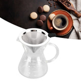 400ml Glass Coffee Pot Kettle Heat Resistant Pour Over Coffee Maker with Stainless Steel Filter for Home KitchenFlat Base