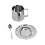 3PCS/Set Insulated Coffee Cup Set Stainless Steel Double Walled Mugs Milk Tea Cup with Saucer Spoon Set280ML