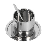 3PCS/Set Insulated Coffee Cup Set Stainless Steel Double Walled Mugs Milk Tea Cup with Saucer Spoon Set280ML - Side View