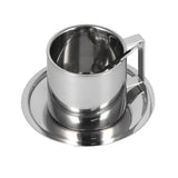3PCS/Set Insulated Coffee Cup Set Stainless Steel Double Walled Mugs Milk Tea Cup with Saucer Spoon Set280ML - 45-Degree Angle