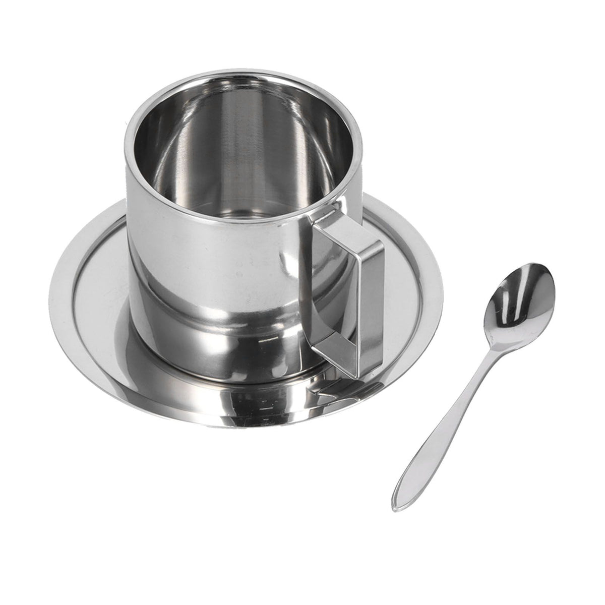 3PCS/Set Insulated Coffee Cup Set Stainless Steel Double Walled Mugs Milk Tea Cup with Saucer Spoon Set280ML